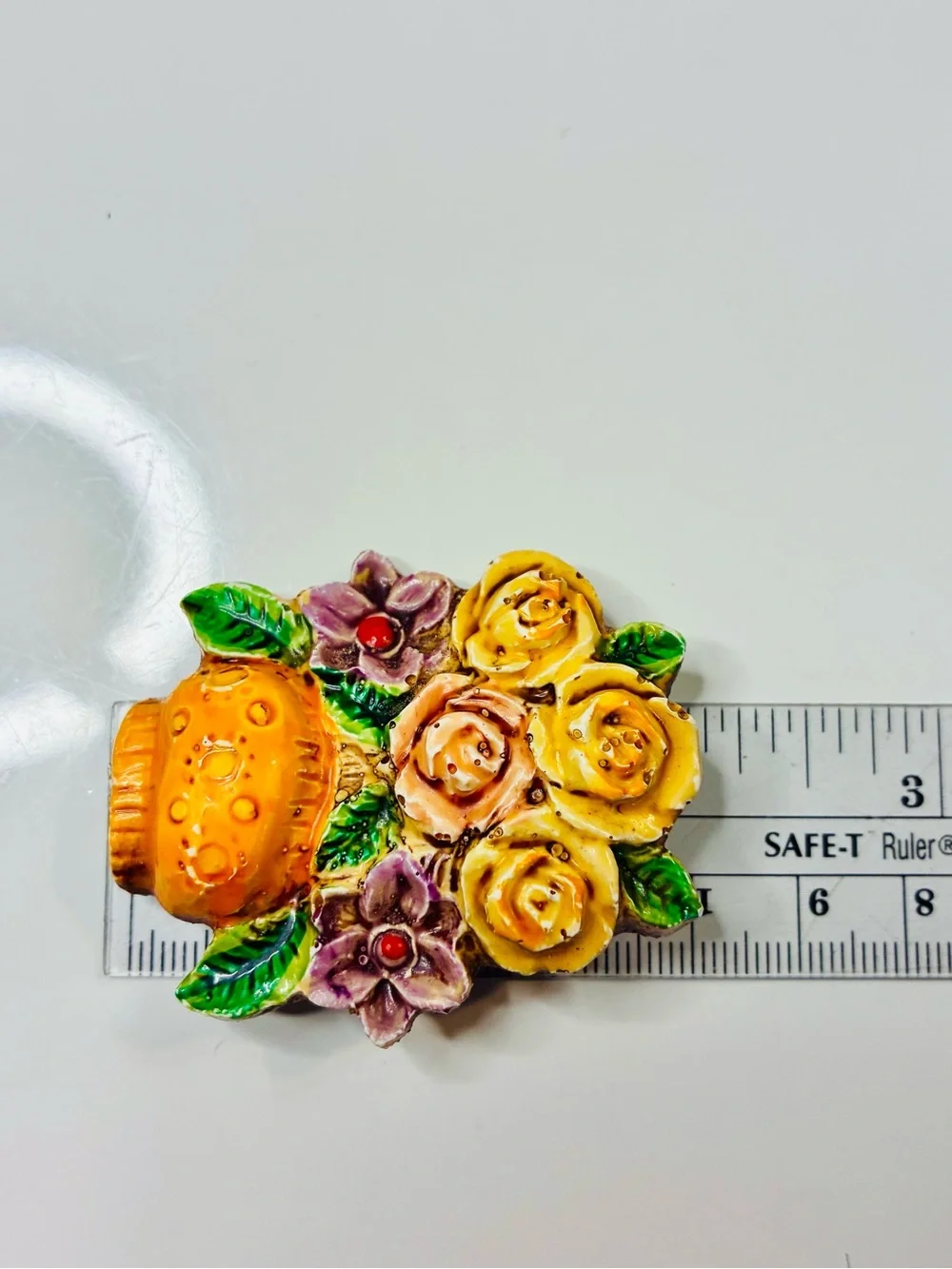 Vintage Made In Germany Colorful Retro Floral Bouquet Chunky Brooch